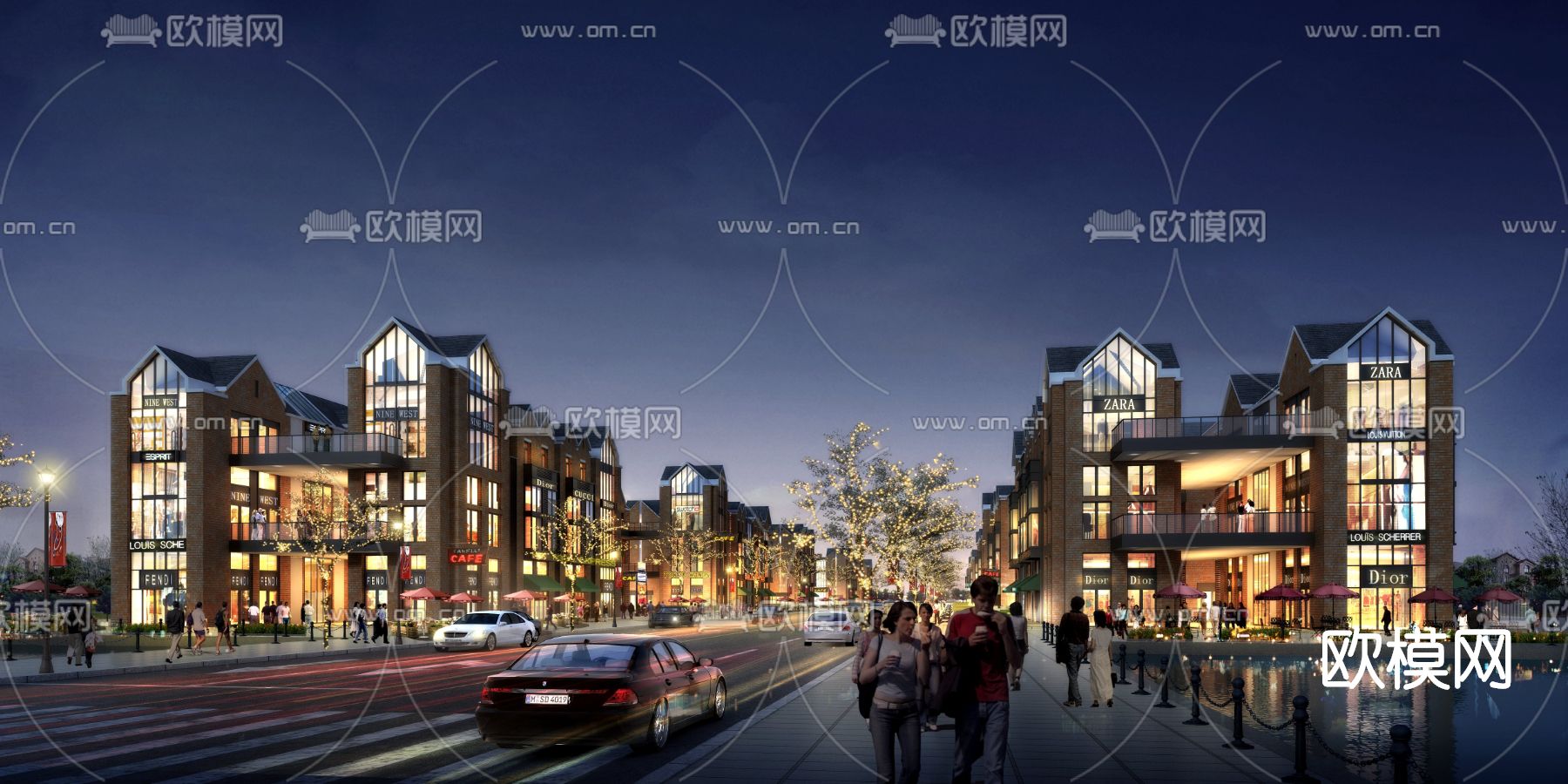 现代商业街su模型