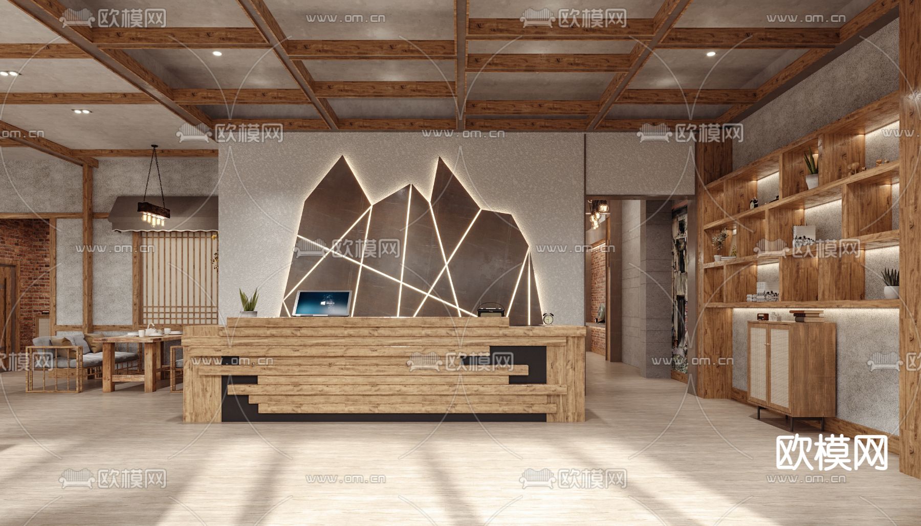 自然风主题餐厅3d模型