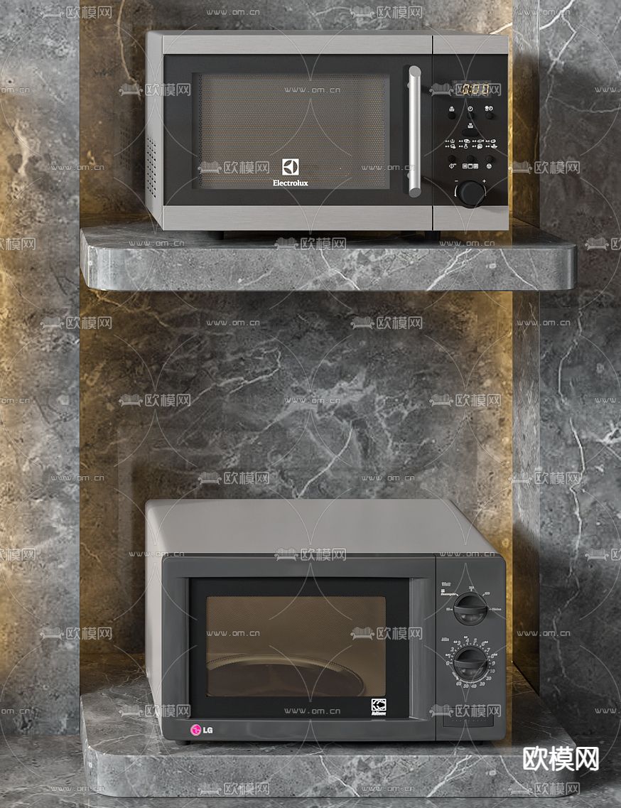 现代烤箱微波炉3d模型下载（渲染图3）