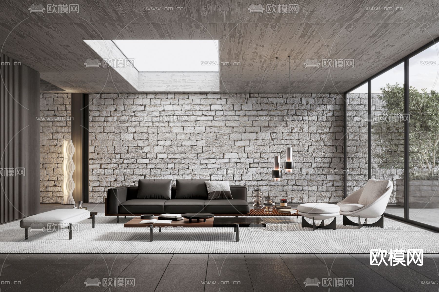 现代布艺沙发组合3d模型