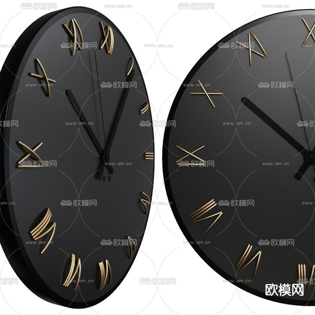 现代金属圆形挂钟3d模型下载（渲染图4）
