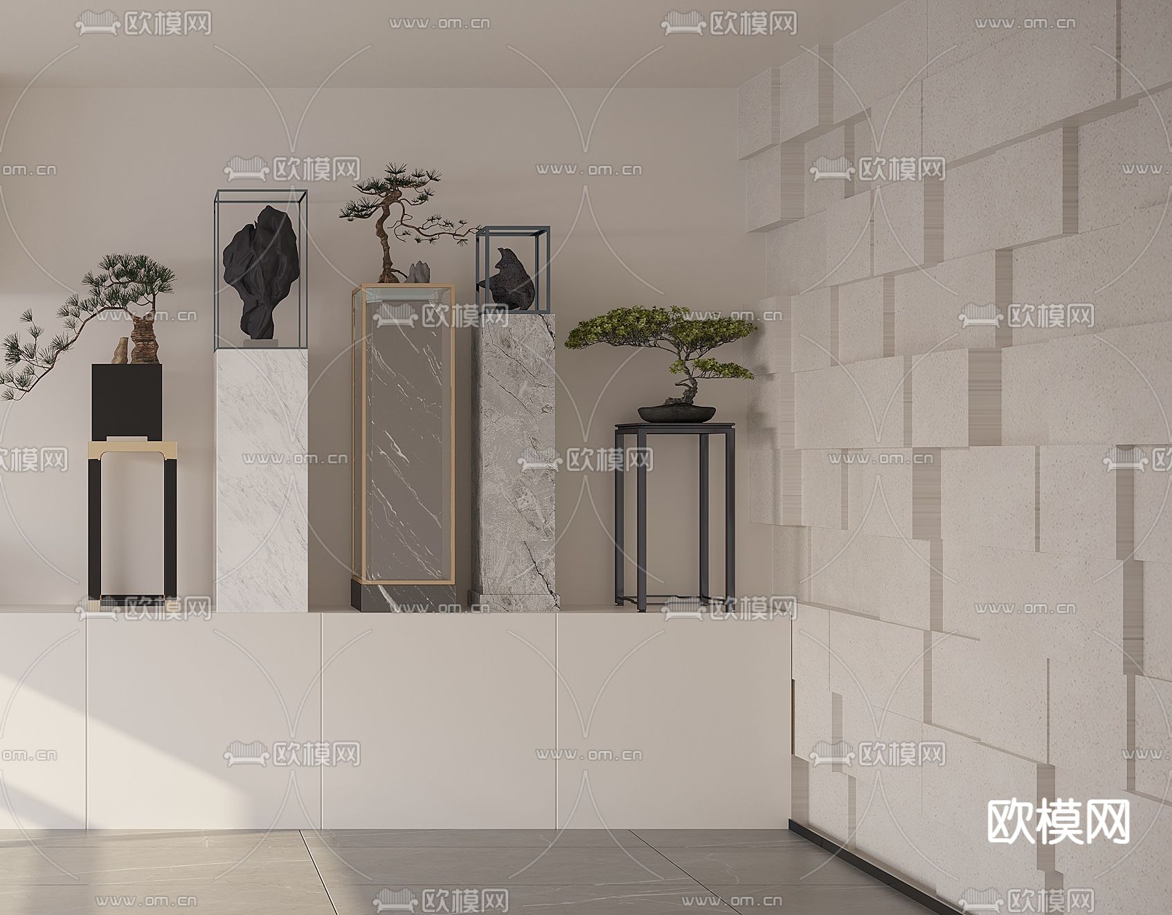现代盆栽摆件免费3d模型