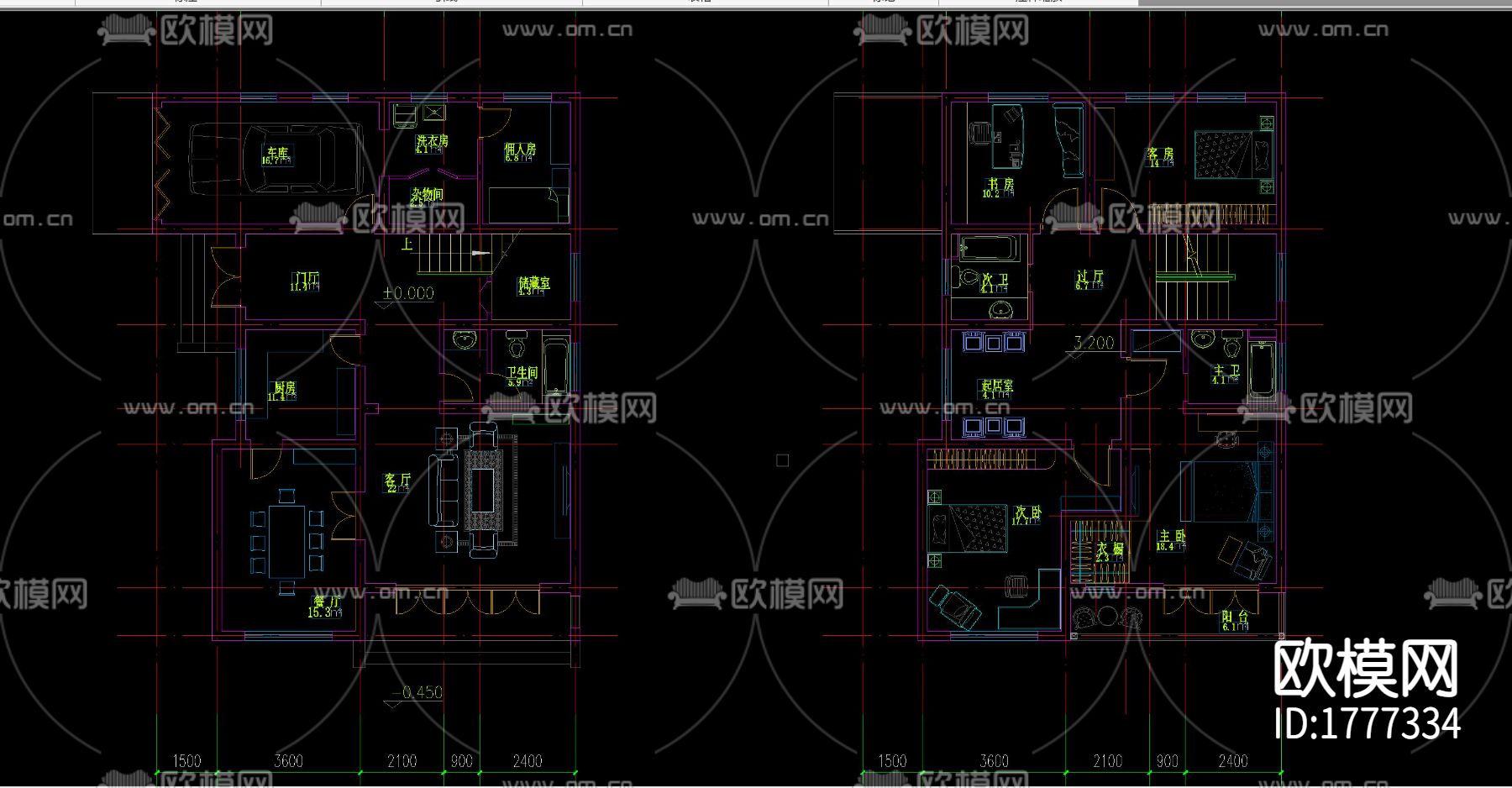 古镇别墅cad施工图下载（渲染图1）