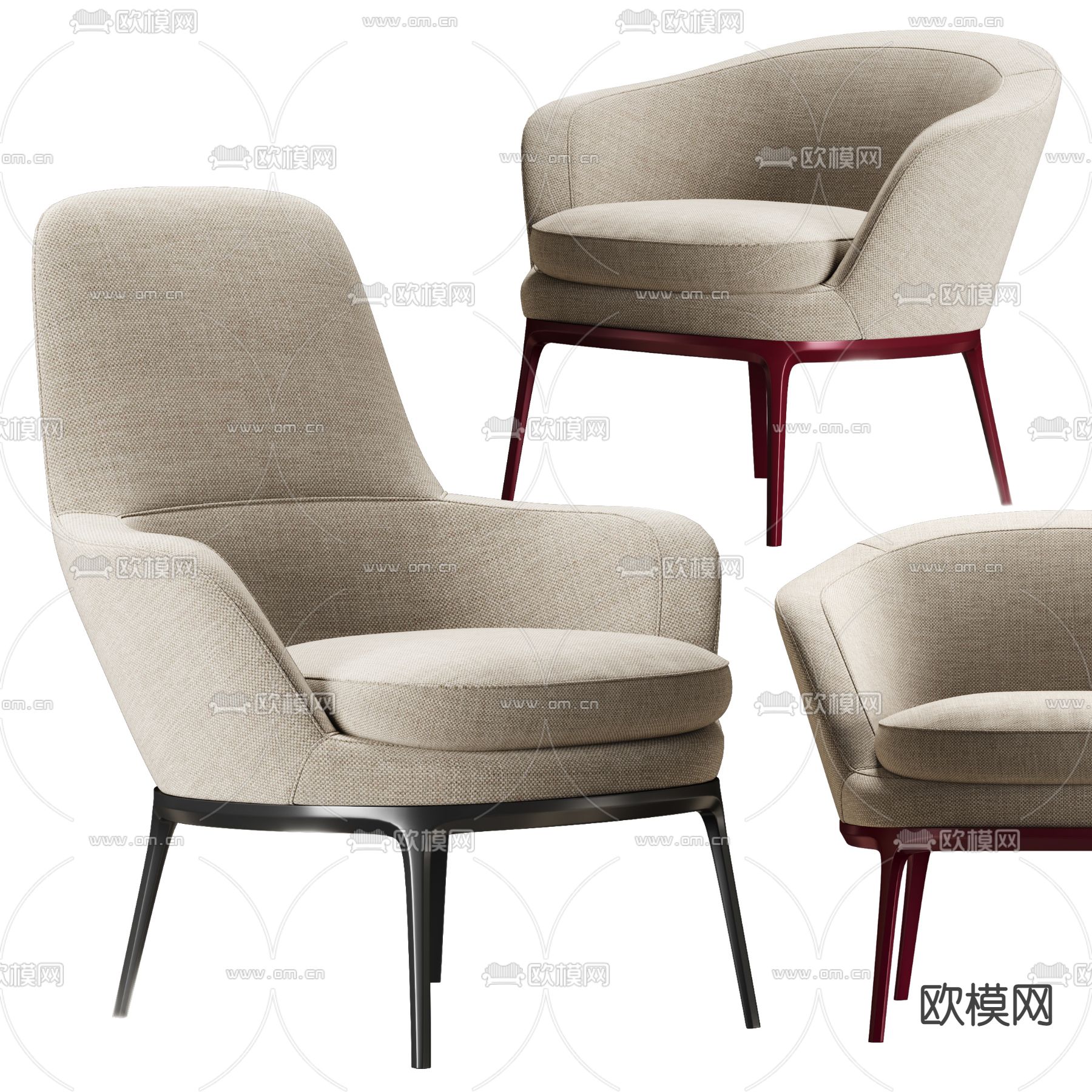 现代布艺休闲椅3d模型