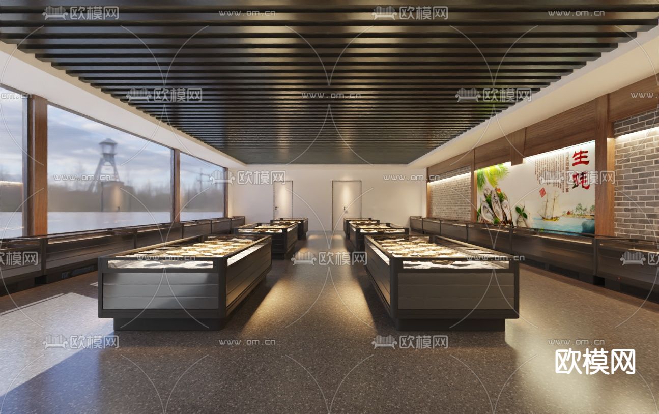 现代海产品博物馆免费3d模型下载