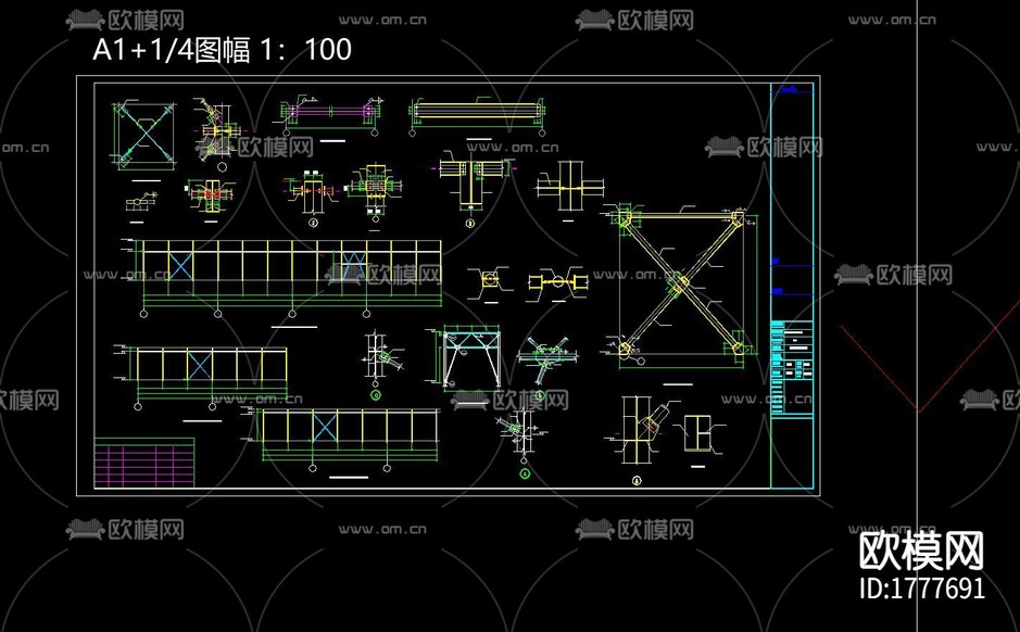 廠房cad施工圖下載(渲染圖3)
