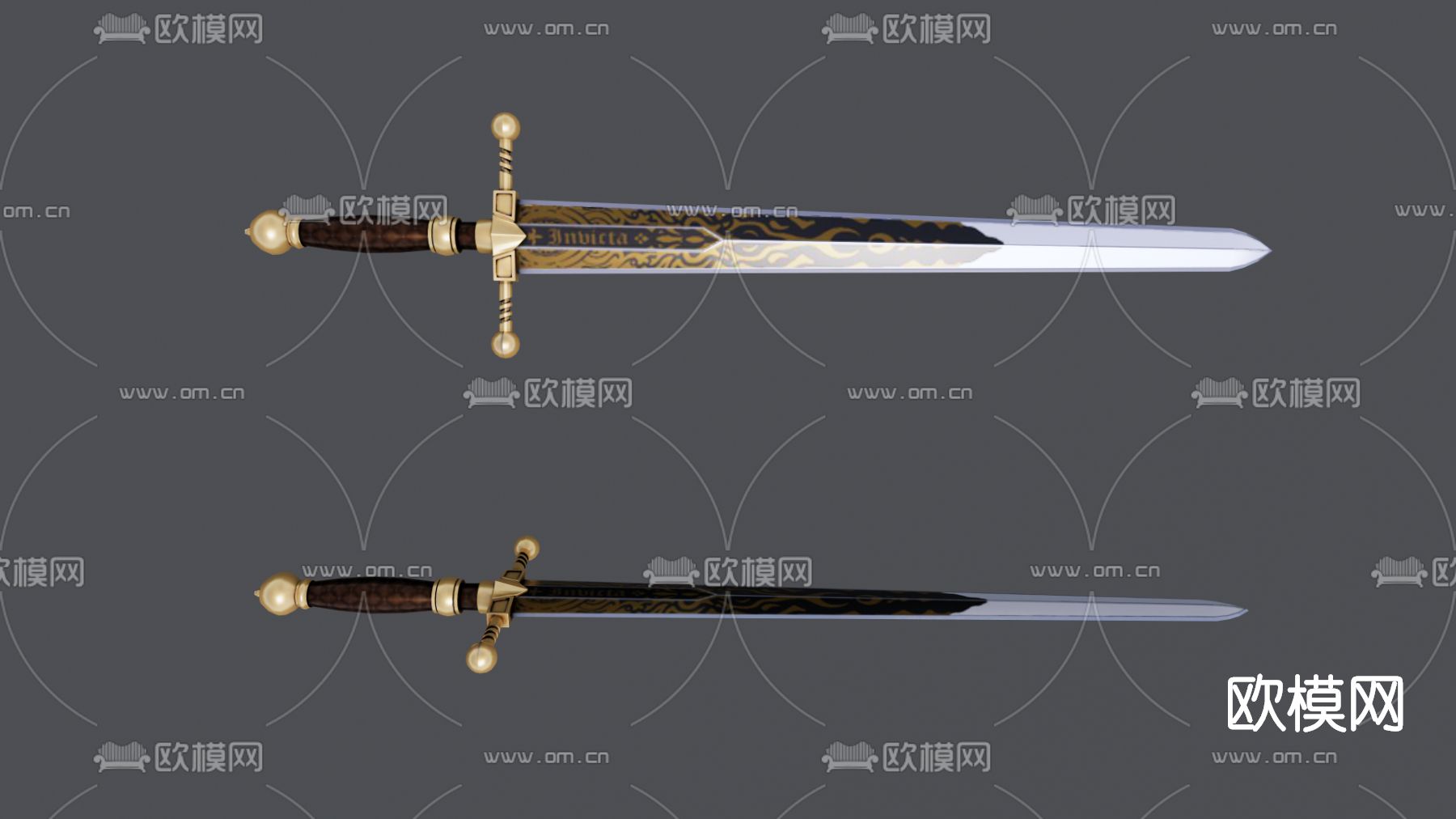 欧式骑士剑su模型下载（渲染图1）