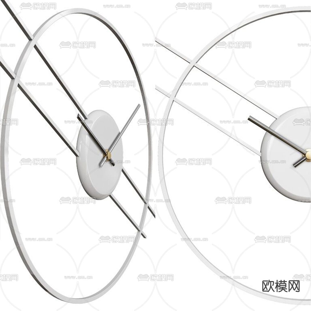 现代金属圆形挂钟3d模型下载（渲染图2）
