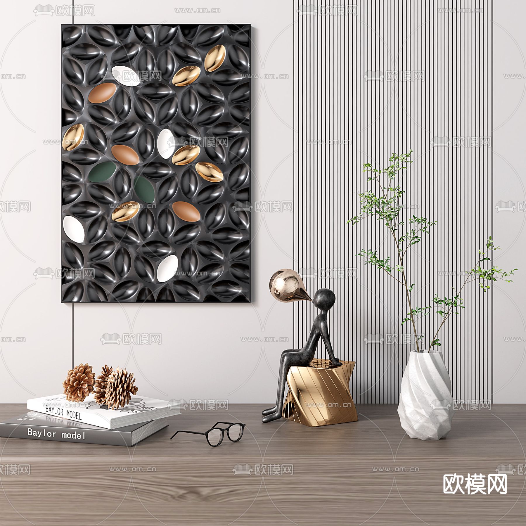 现代书籍雕塑摆件3d模型