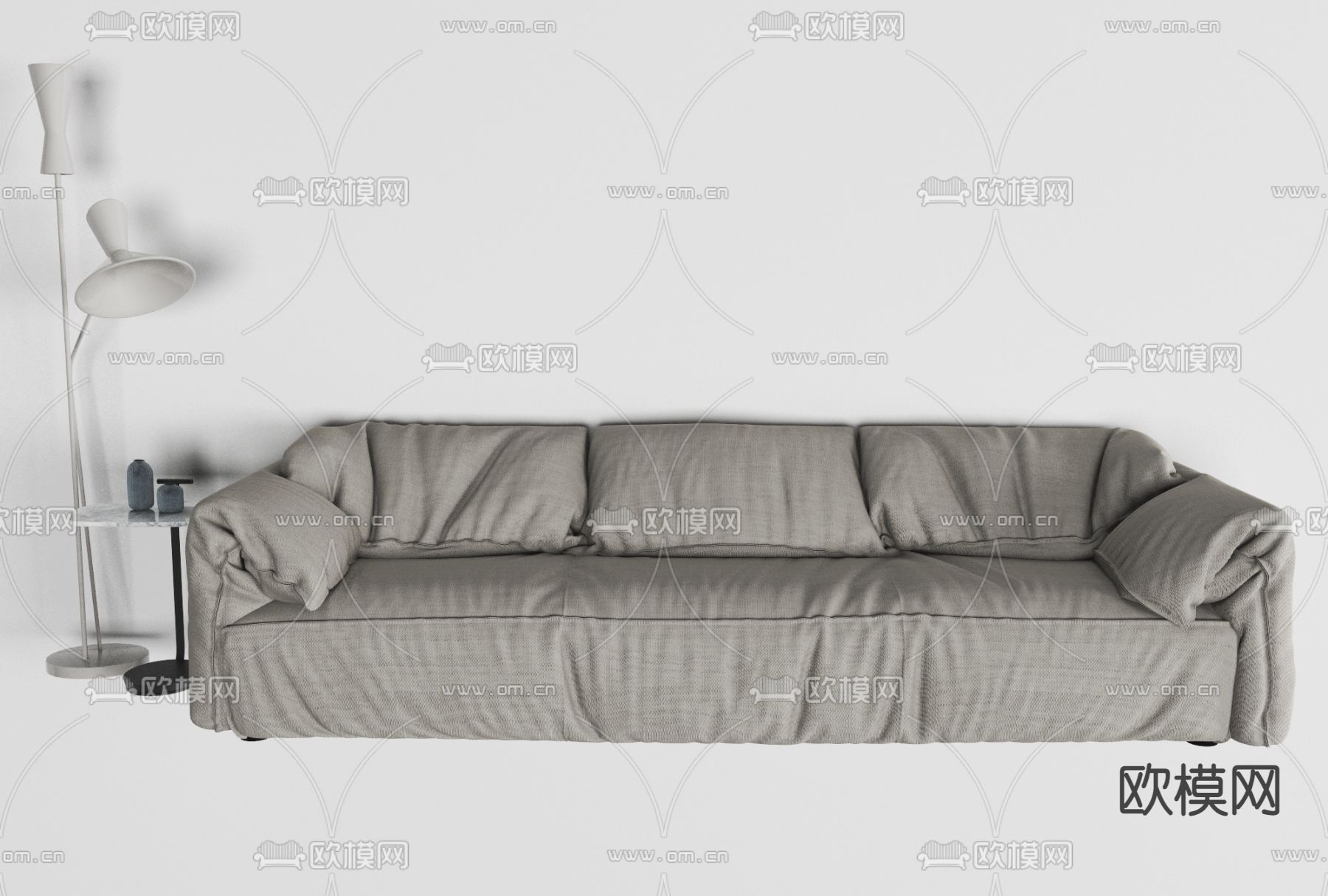 现代布艺多人沙发免费3d模型下载