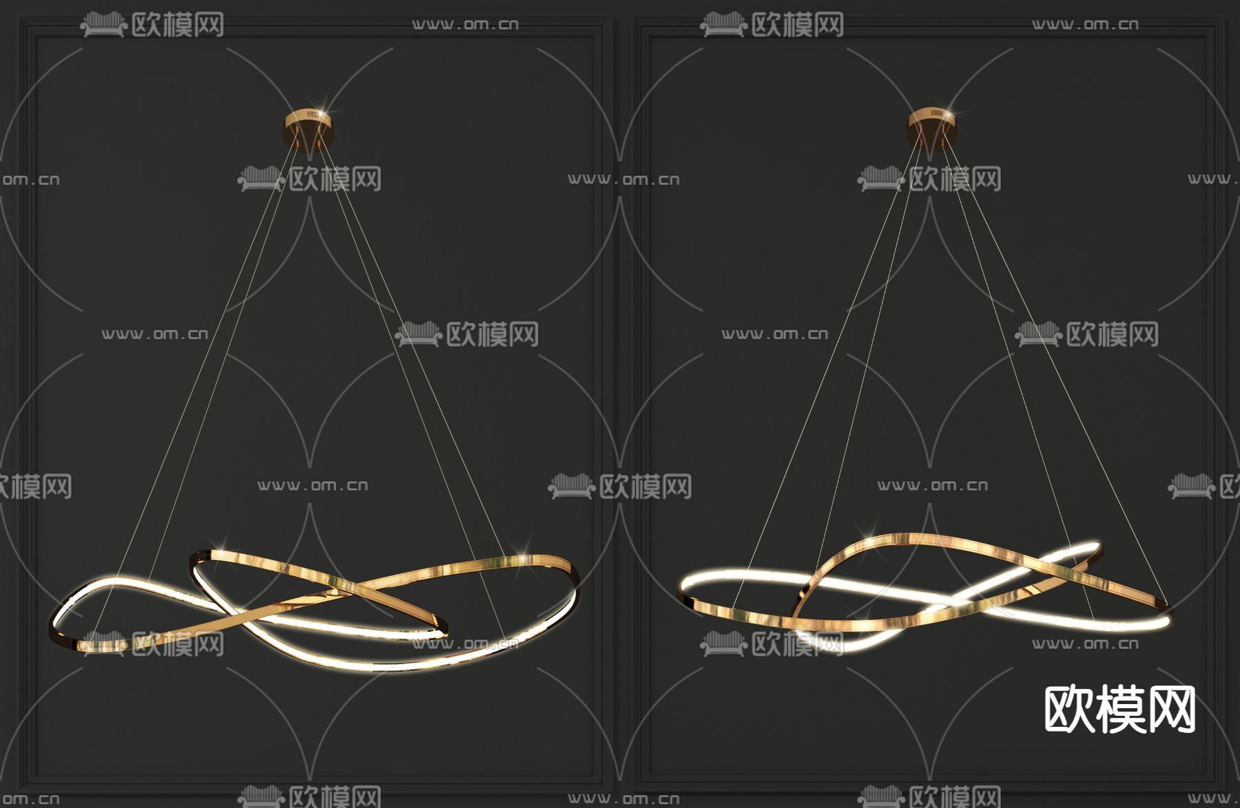 现代金属吊灯3d模型