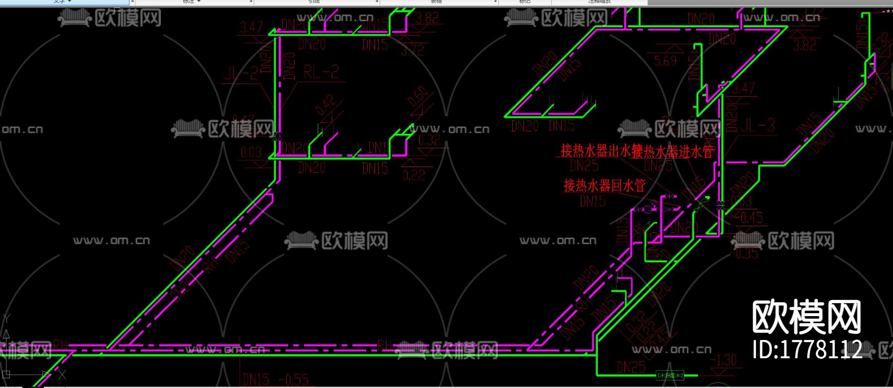 苏式江南二层别墅电器排水cad施工图
