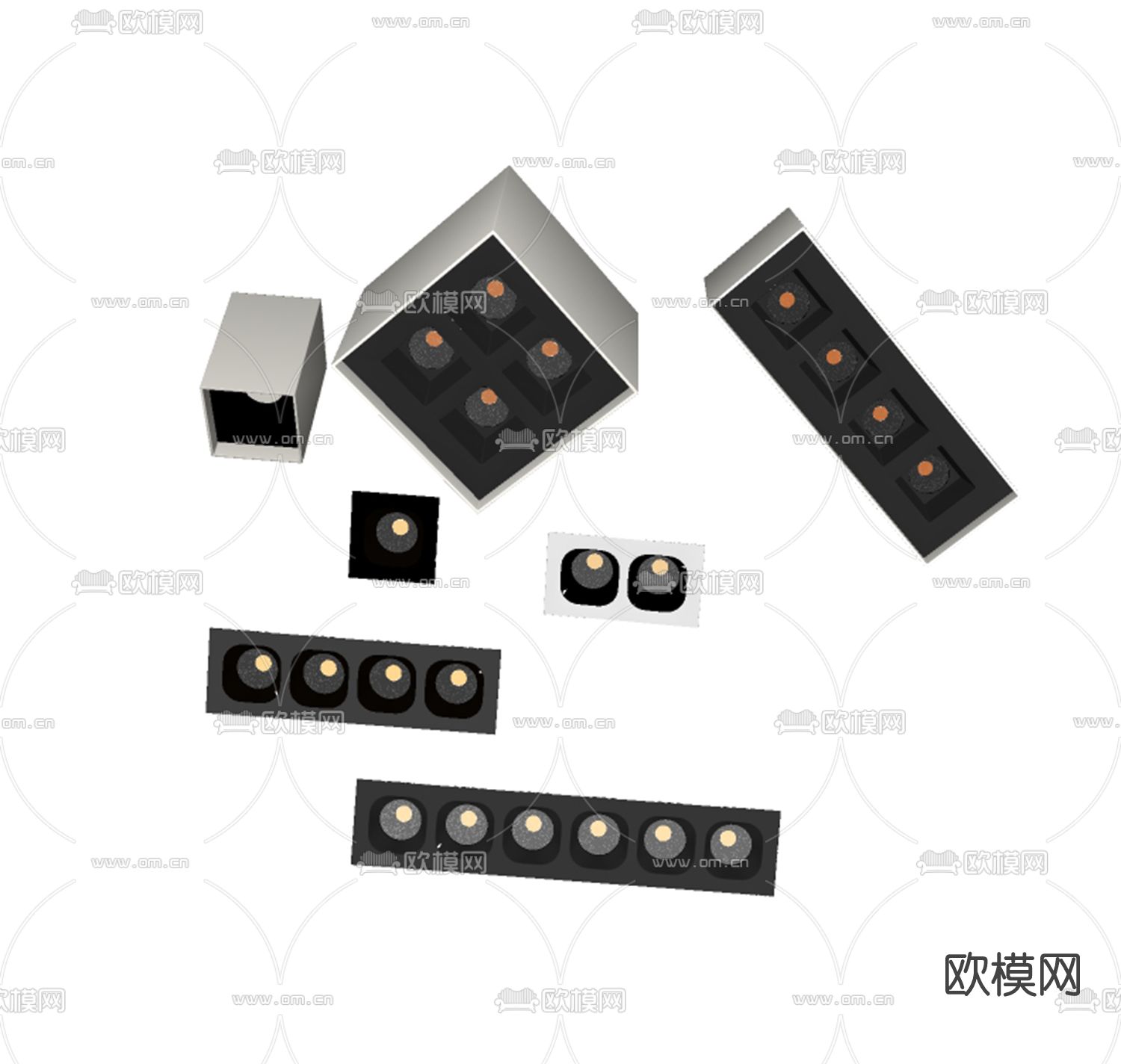 现代筒灯射灯su模型