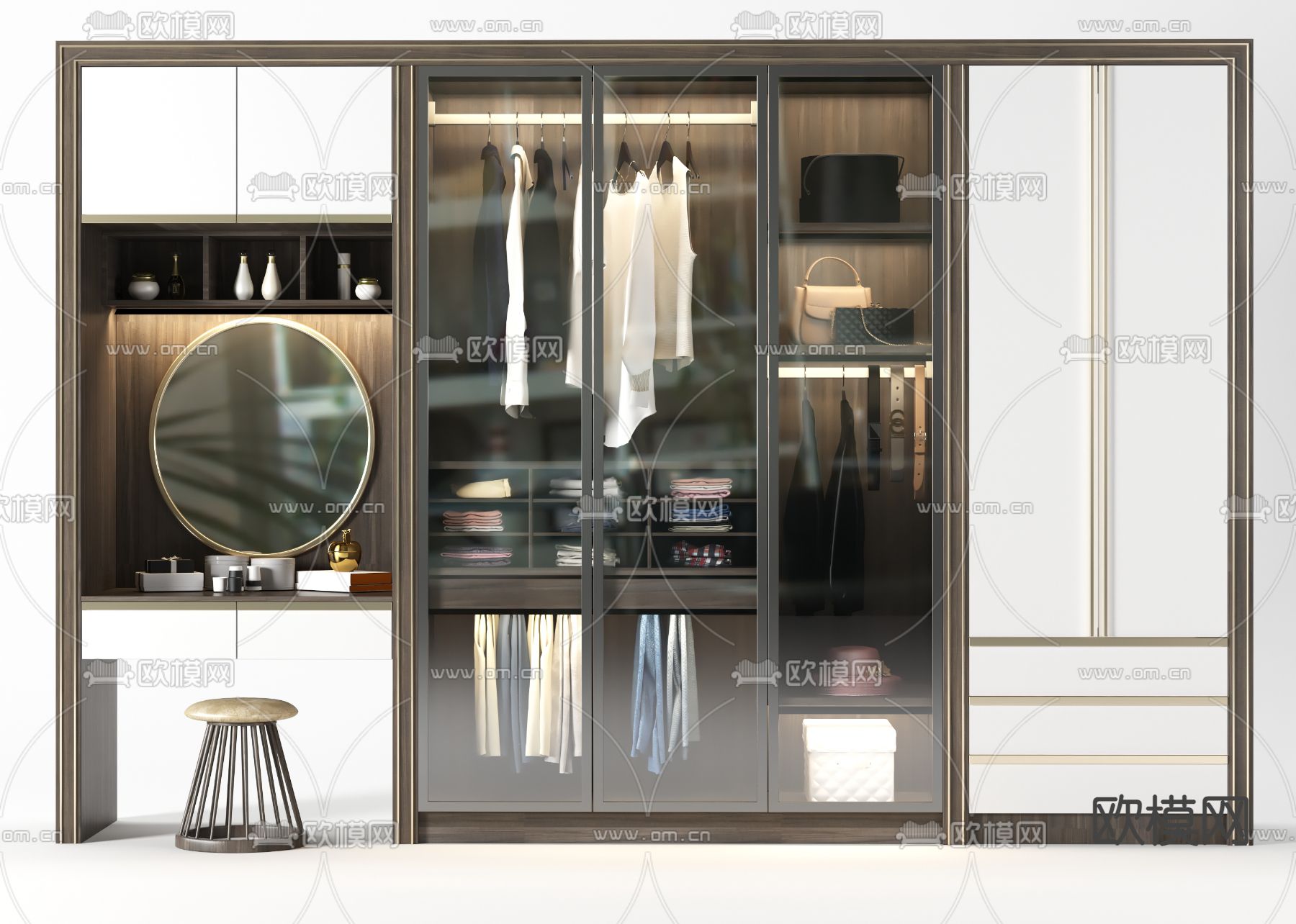 现代多功能衣柜3d模型下载