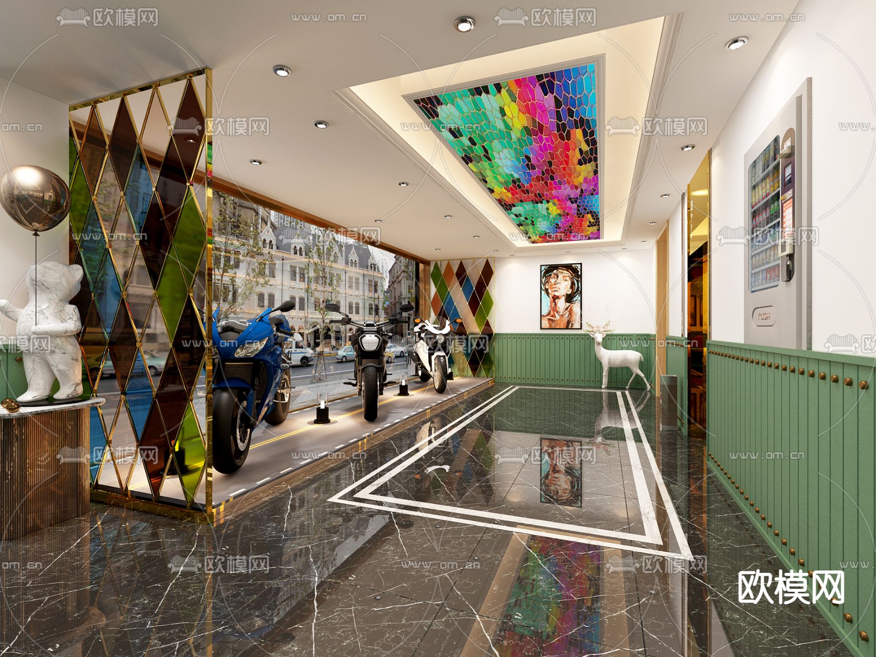 现代酒店大堂免费3d模型下载（渲染图2）