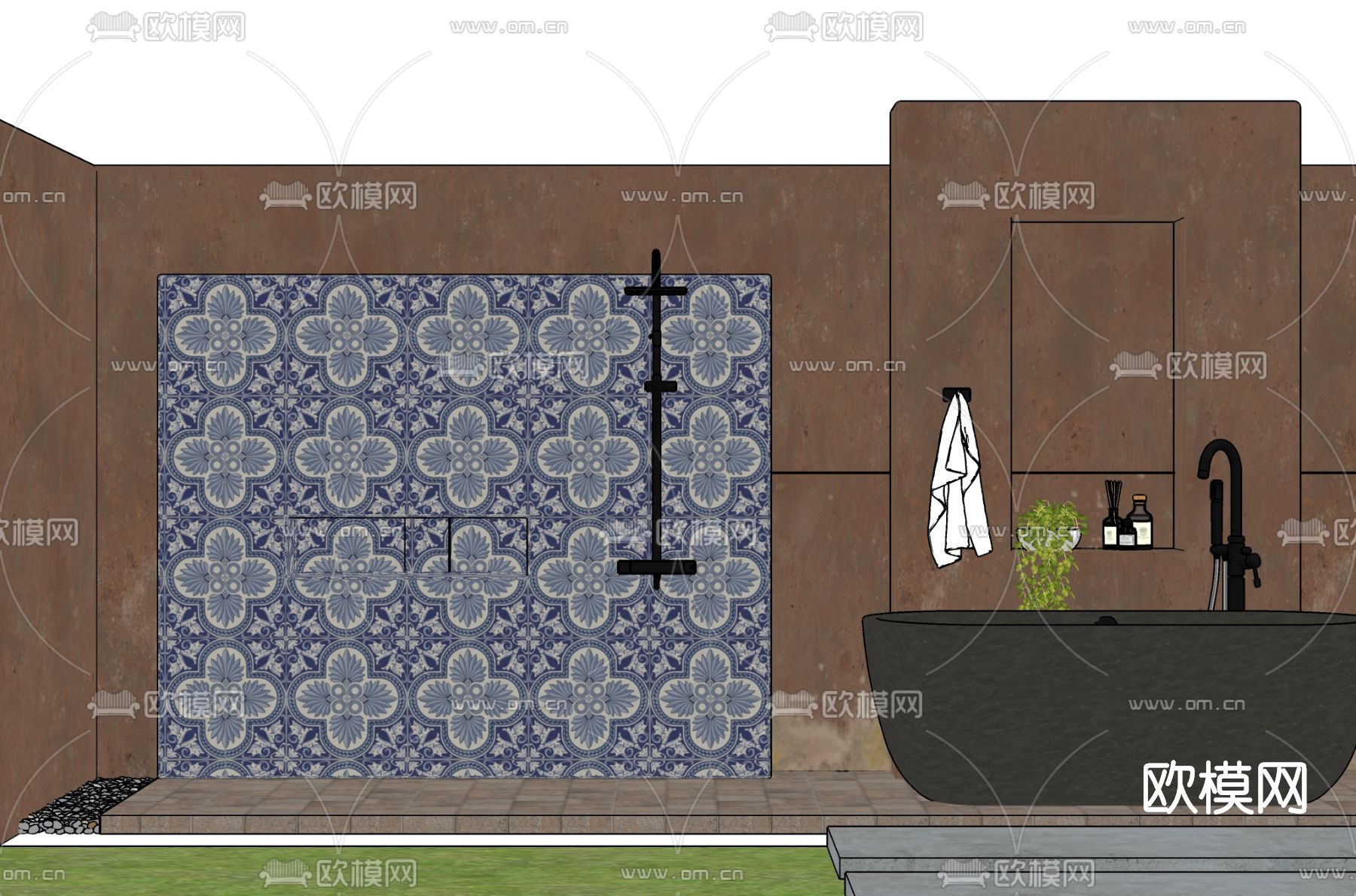 现代浴缸su模型下载