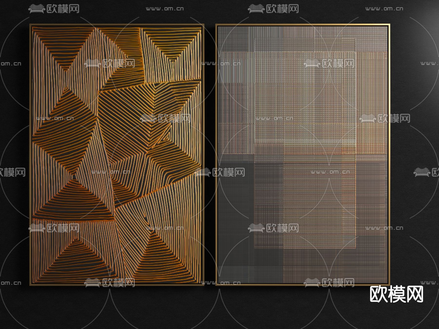 北欧抽象装饰画su模型下载