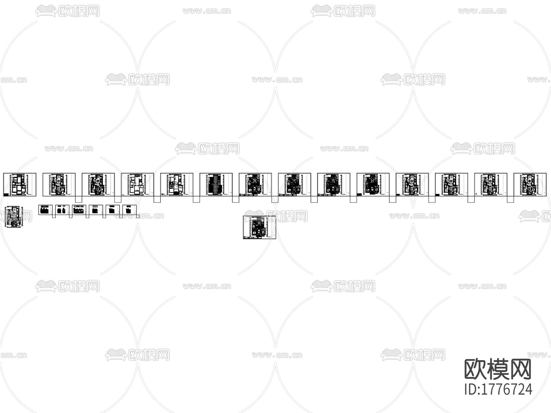 紫金城欧式样板间cad施工图下载（渲染图4）