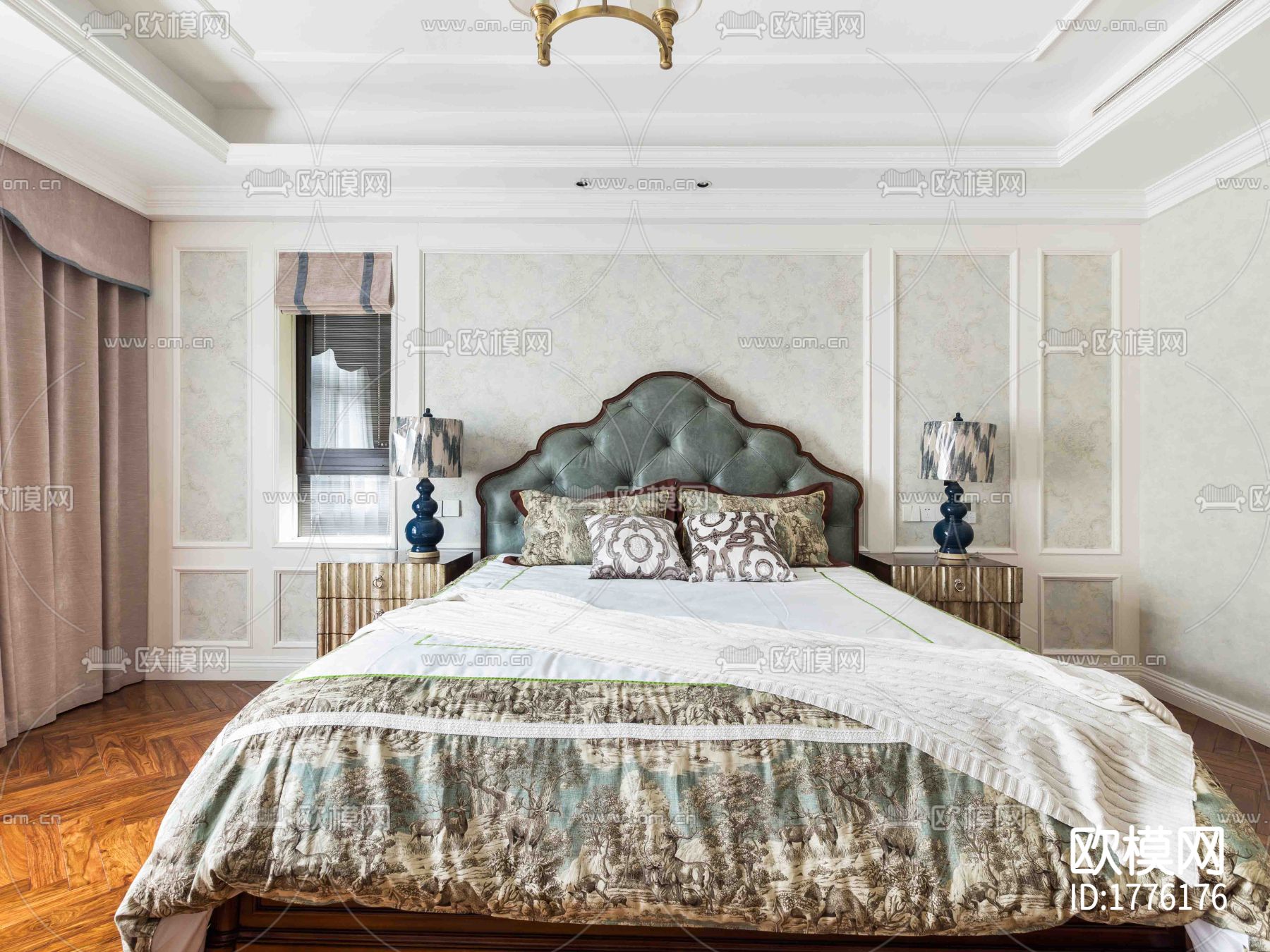 欧式样板间cad施工图下载（渲染图2）