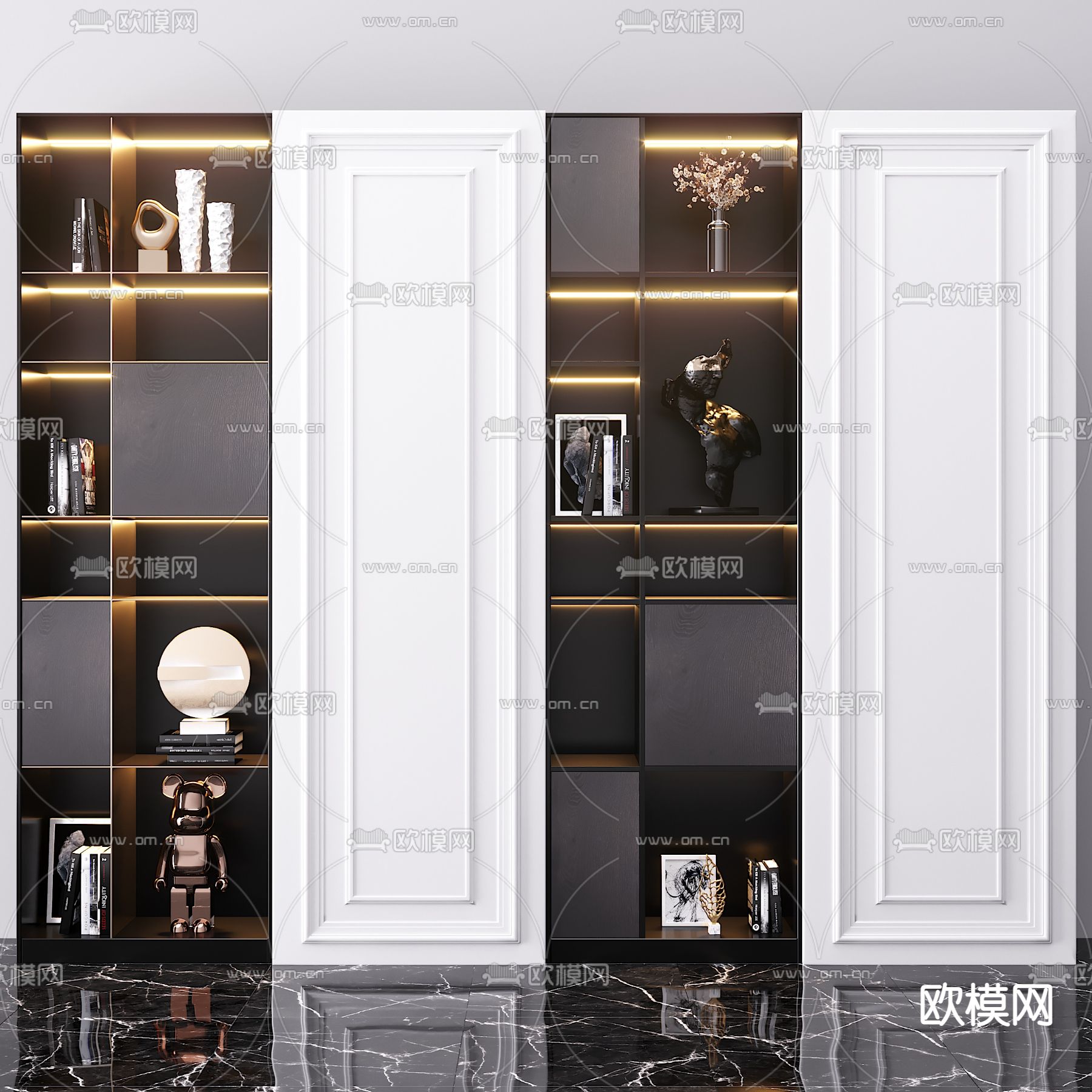 现代轻奢装饰柜3d模型下载