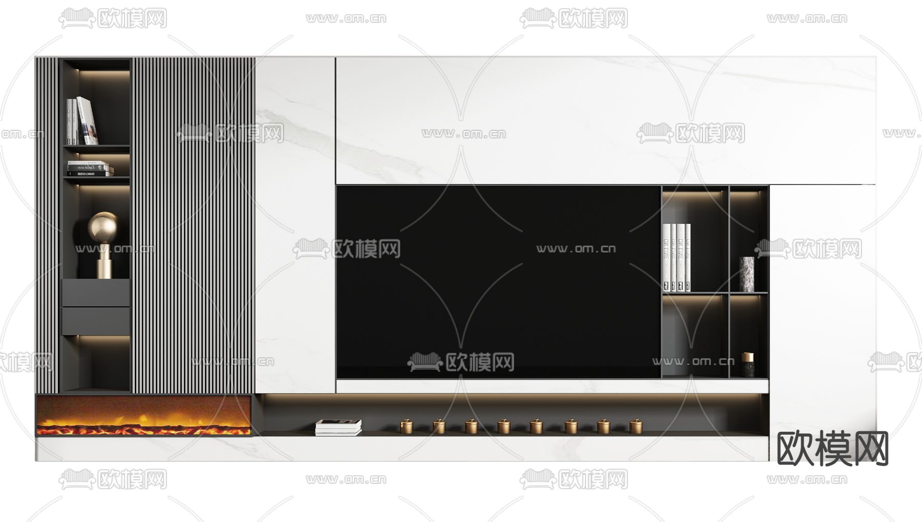 现代电视一体柜背景墙su模型下载_ID11629749_sketchup模型下载-欧模网