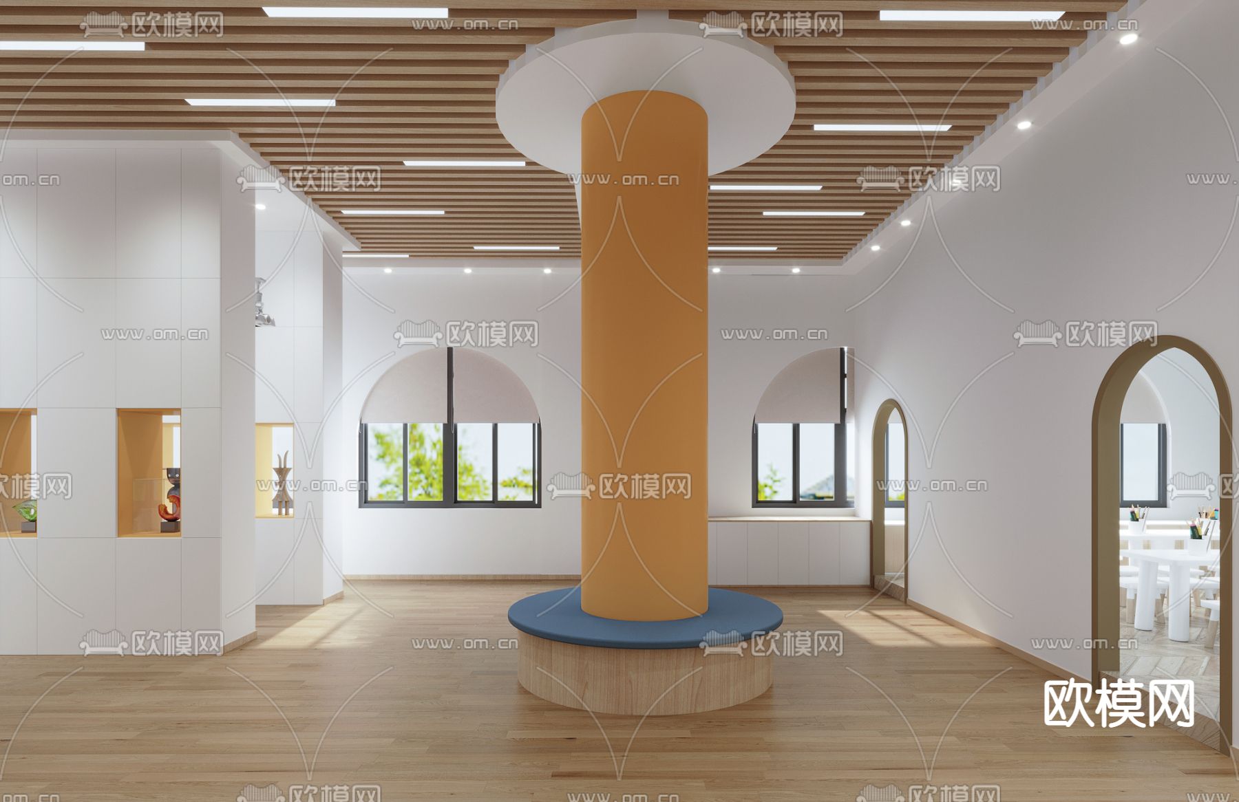 现代幼儿园手工展区3d模型