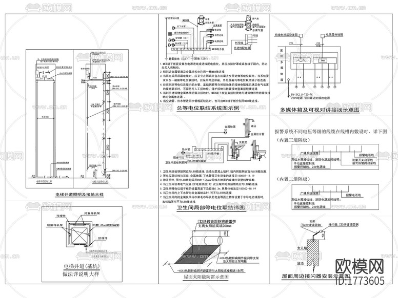 售楼处强弱电配电系统图cad施工图下载(渲染图1)