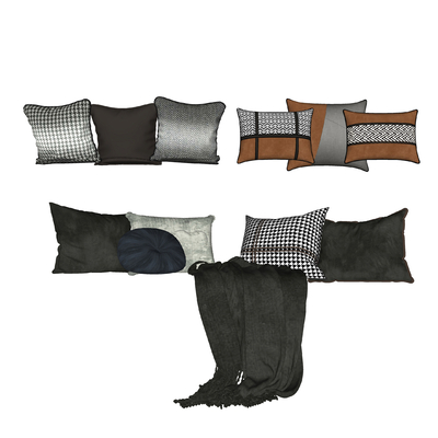  现代枕头抱枕su模型 