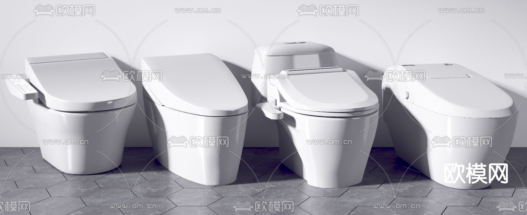 现代马桶便器3d模型下载（渲染图2）