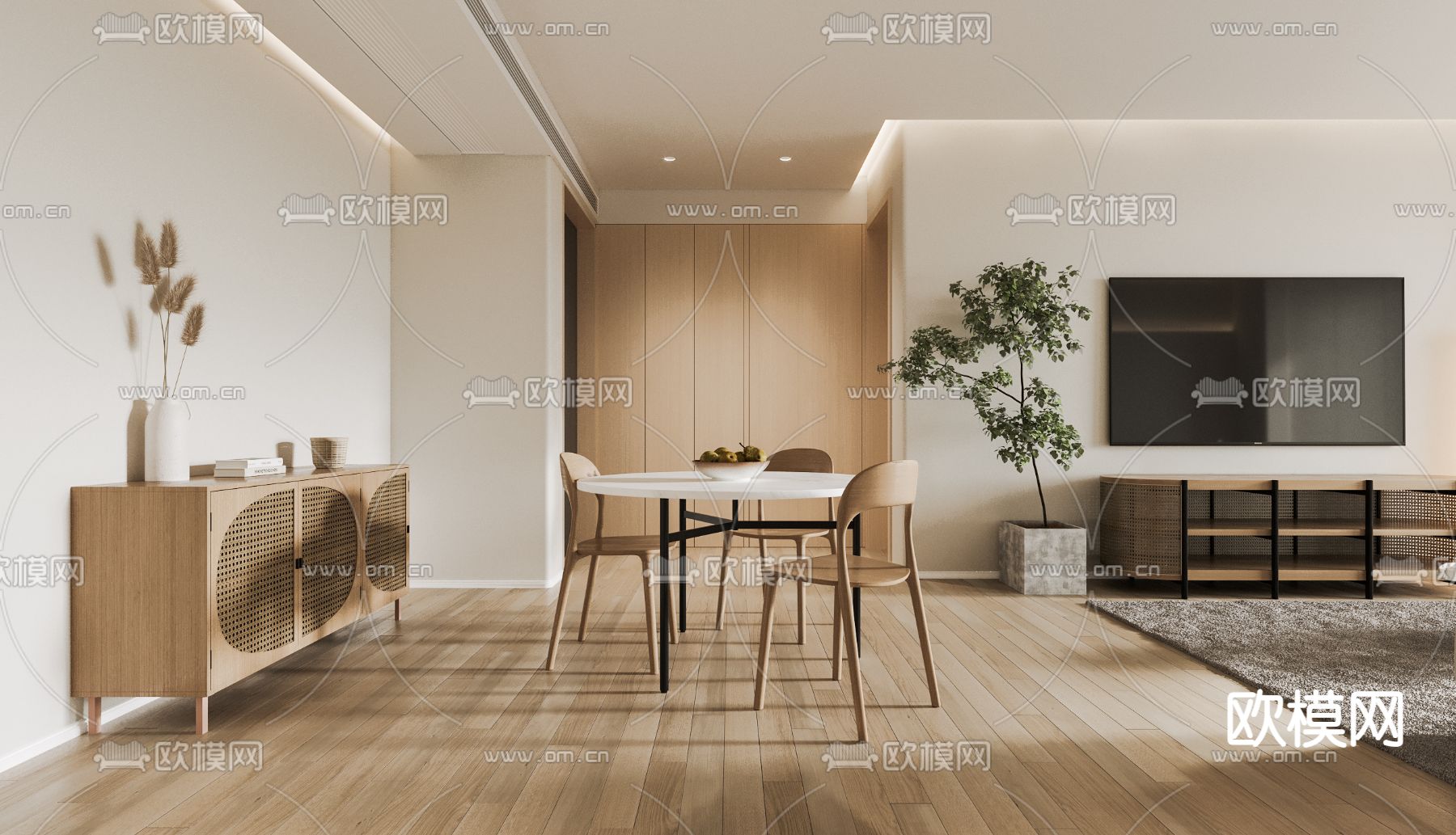 北欧客厅餐厅3d模型