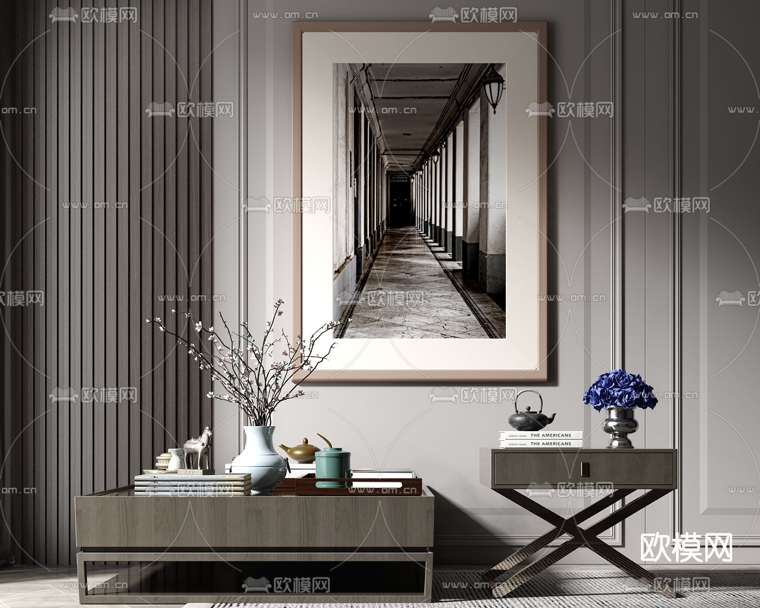 新中式实木茶几su模型下载（渲染图1）