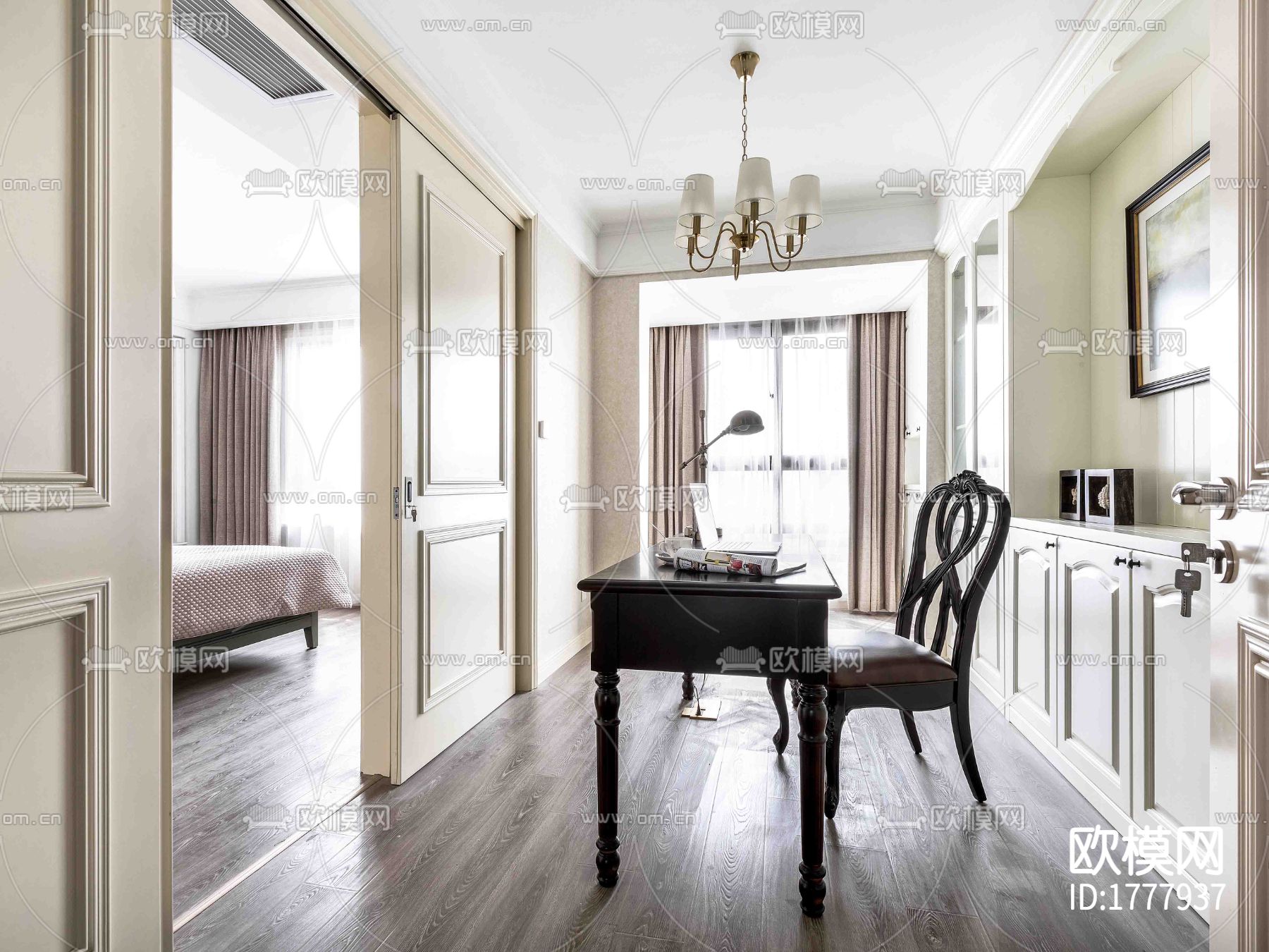 美式样板间CAD施工图下载（渲染图2）