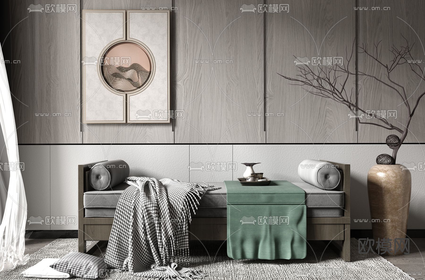 现代沙发凳脚踏su模型