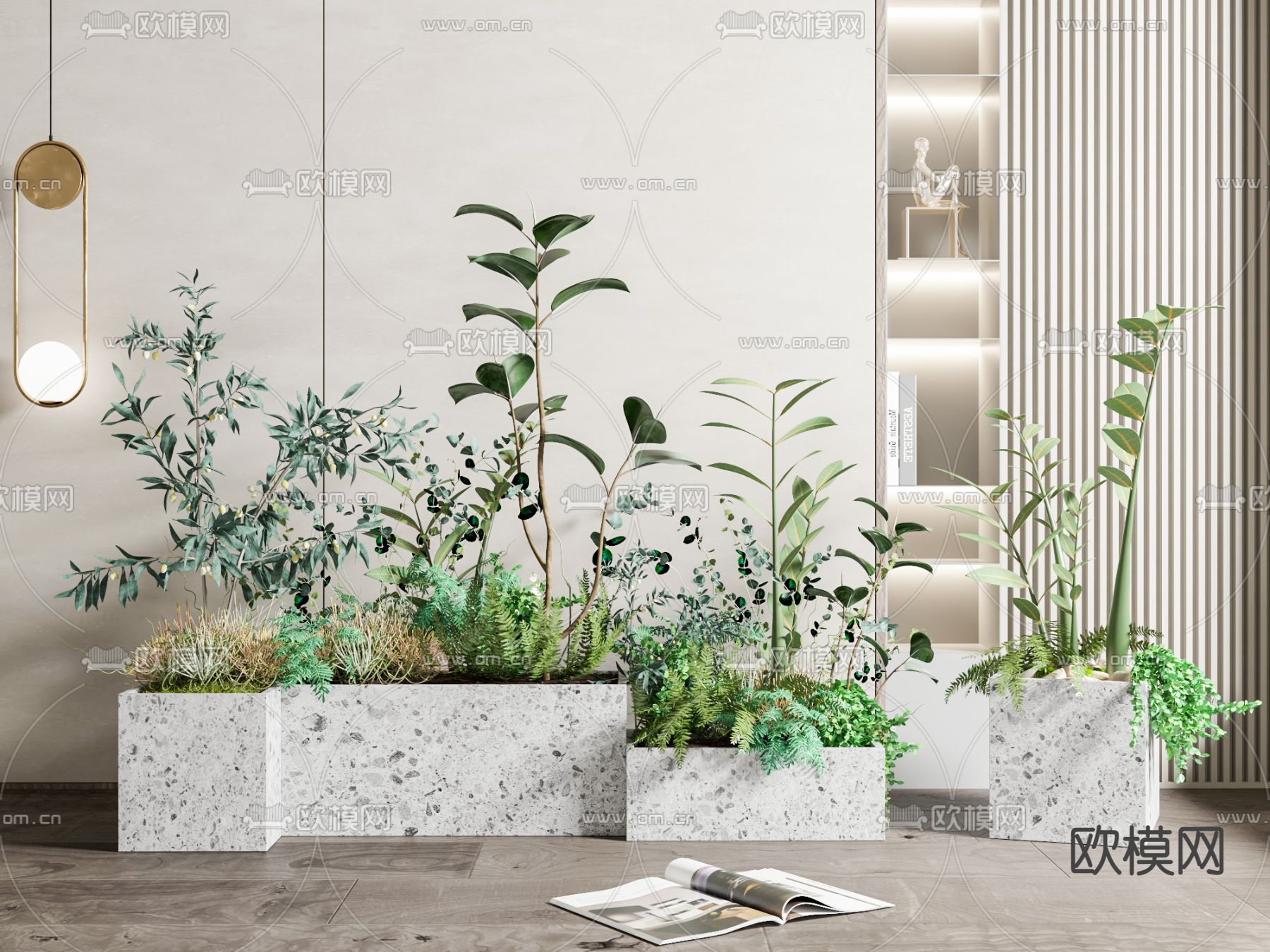 现代绿植盆栽3d模型