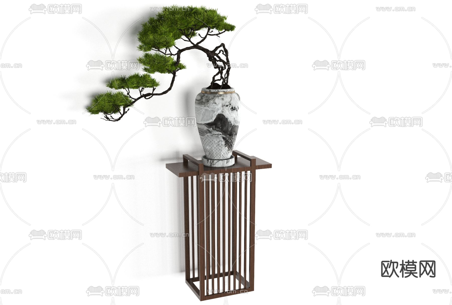 新中式绿植盆栽免费3d模型下载