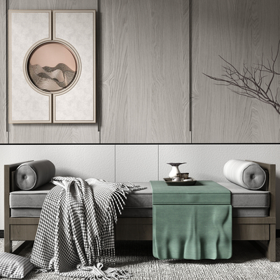  现代沙发凳脚踏su模型 