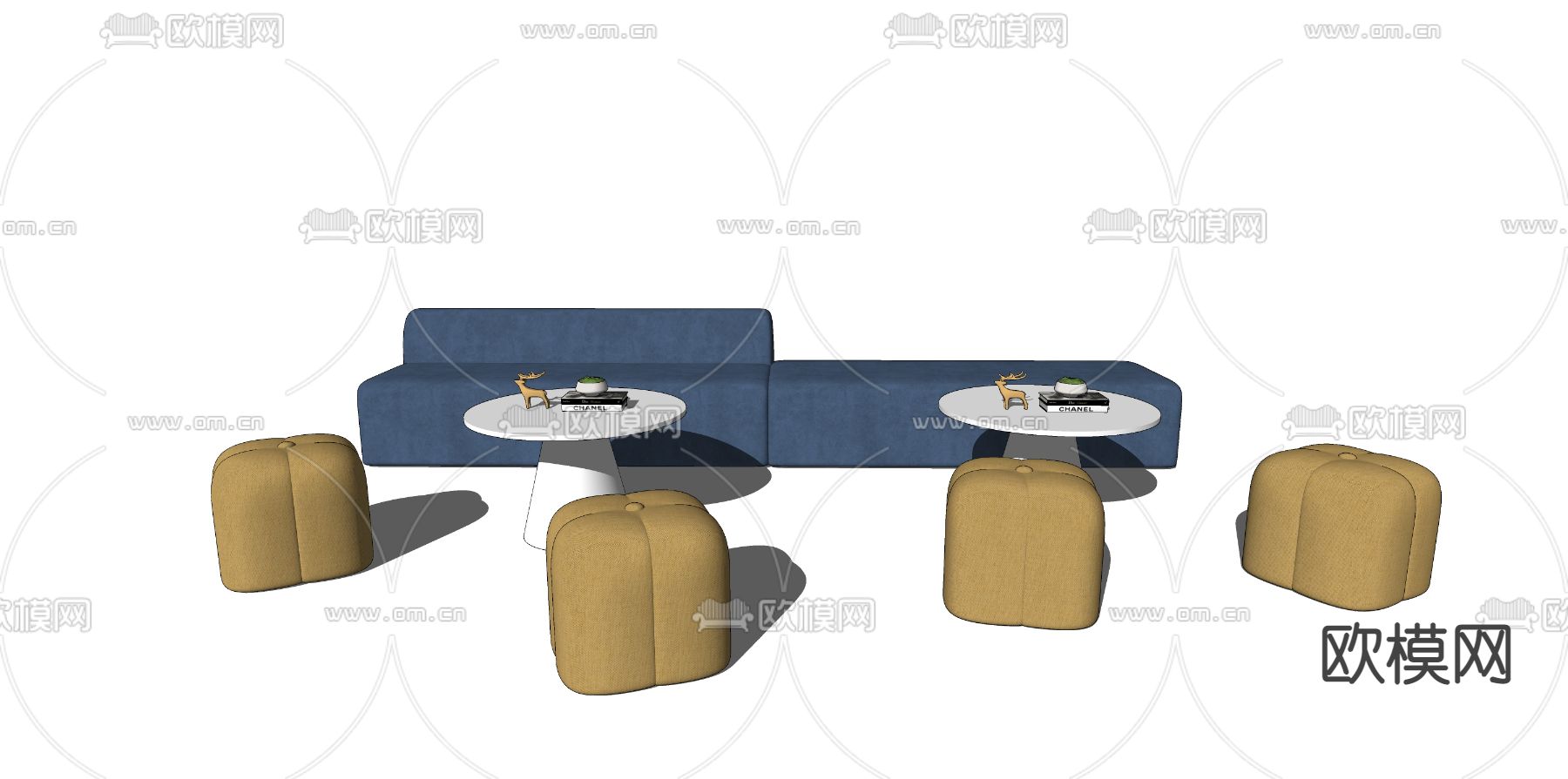 现代简约休闲沙发su模型下载（渲染图2）