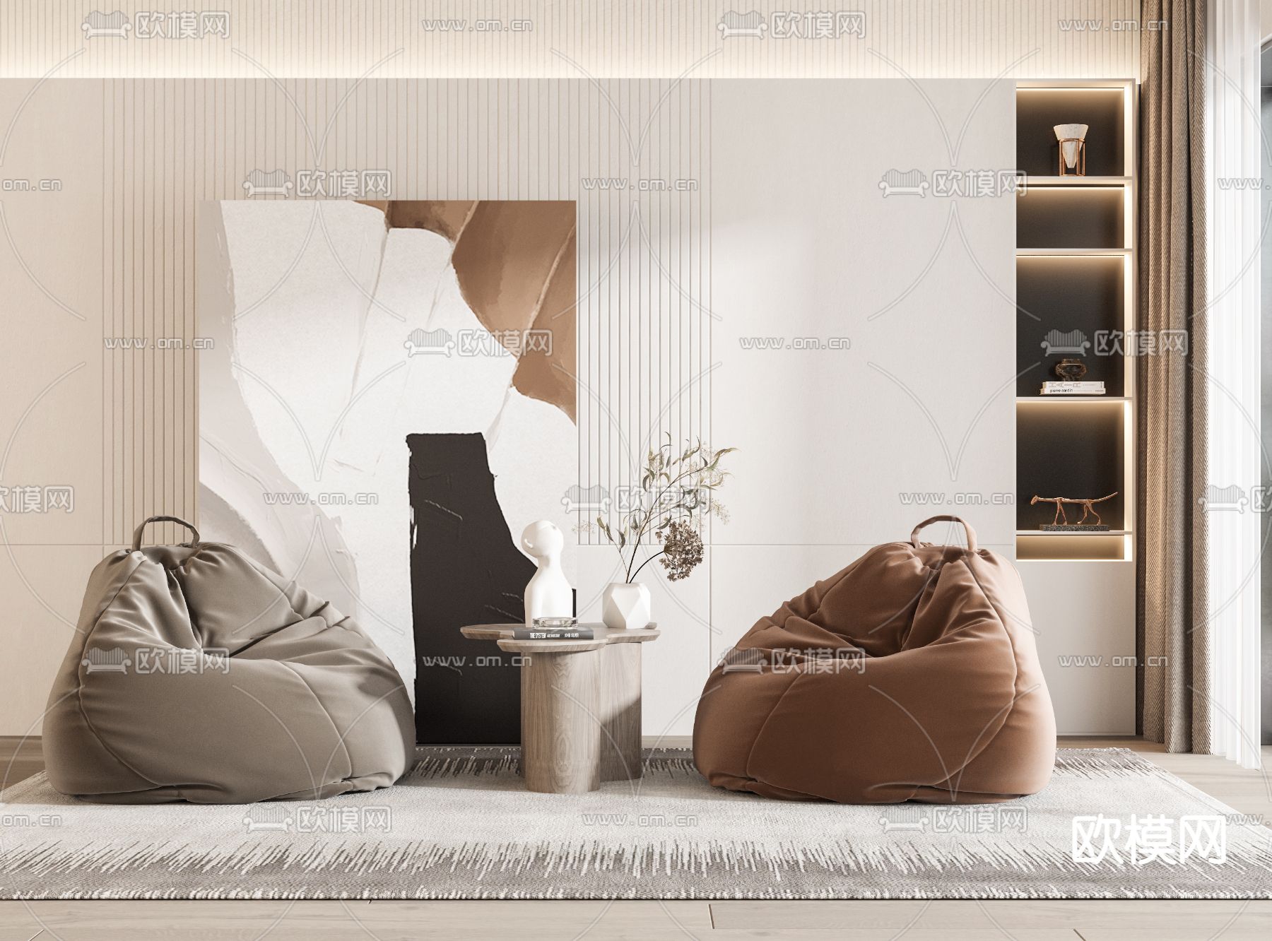 现代布艺懒人沙发3d模型下载