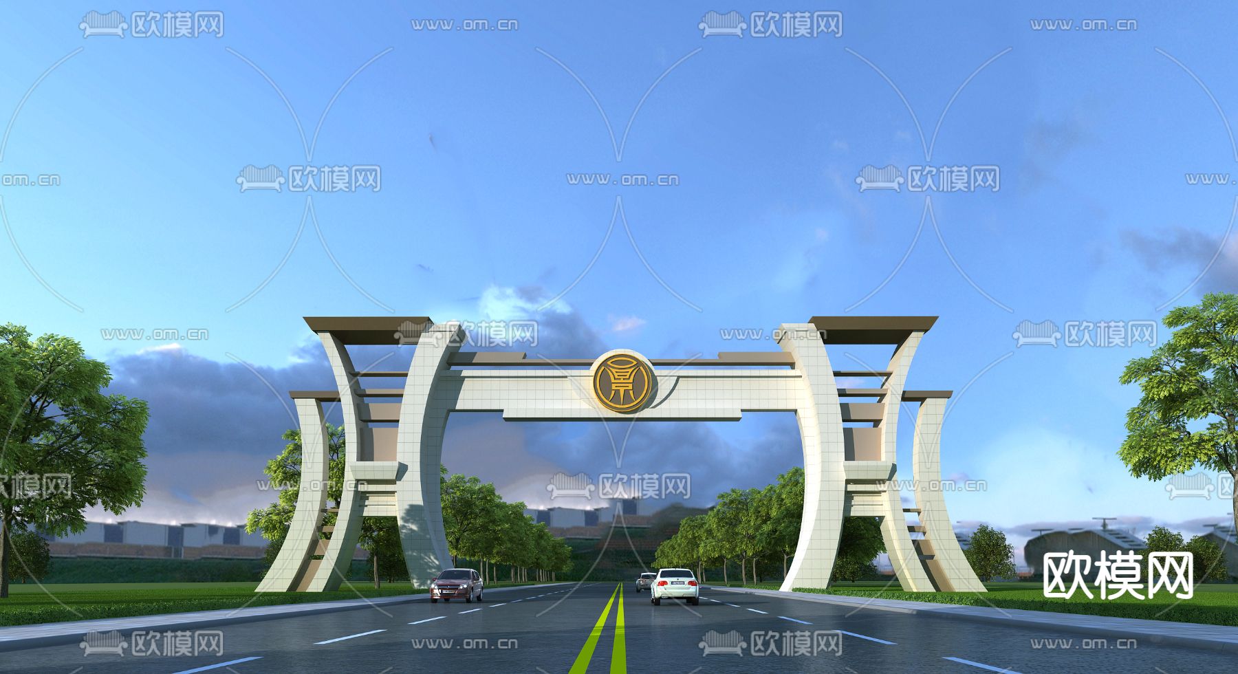 现代景区大门免费3d模型