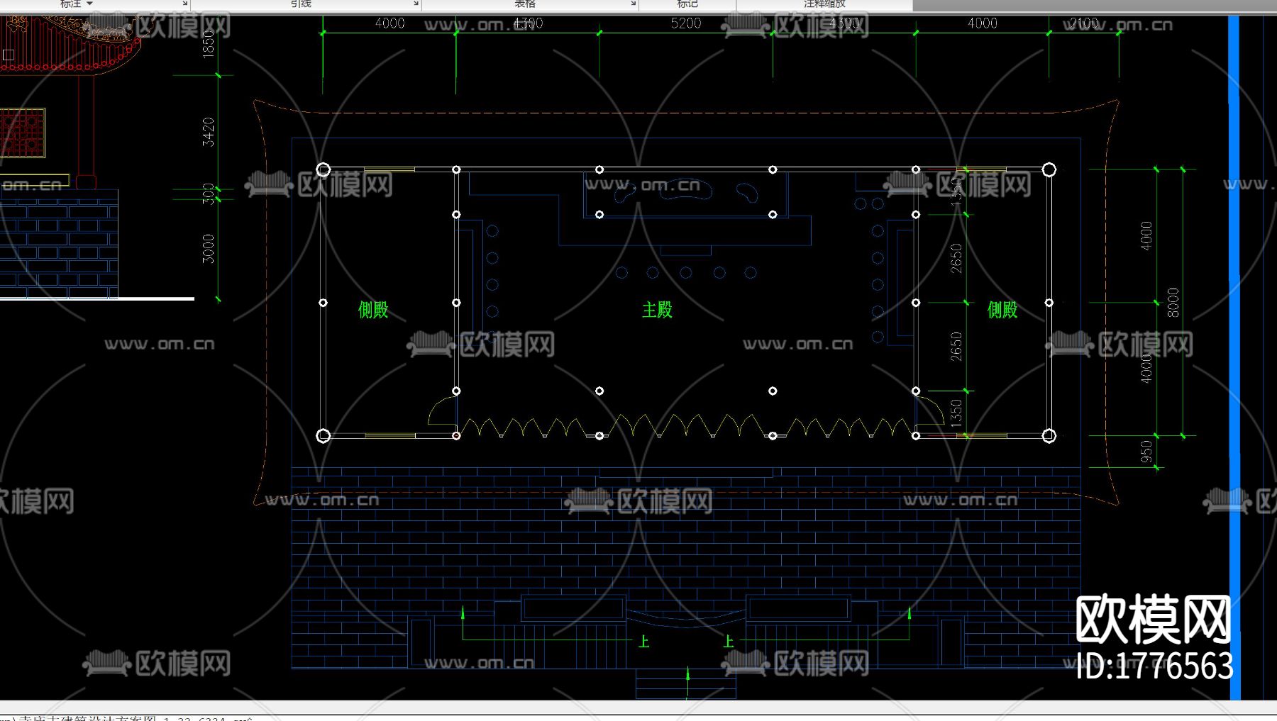 寺庙古建筑cad施工图下载（渲染图8）