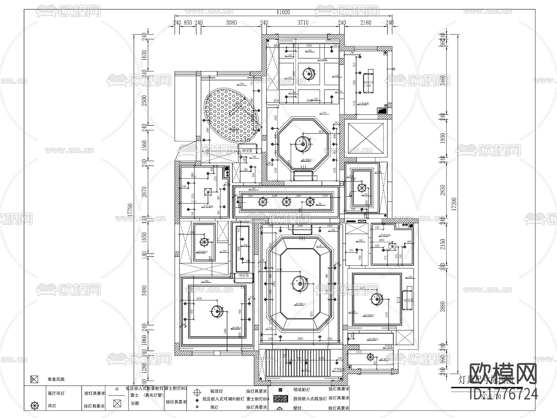 紫金城欧式样板间cad施工图下载（渲染图3）