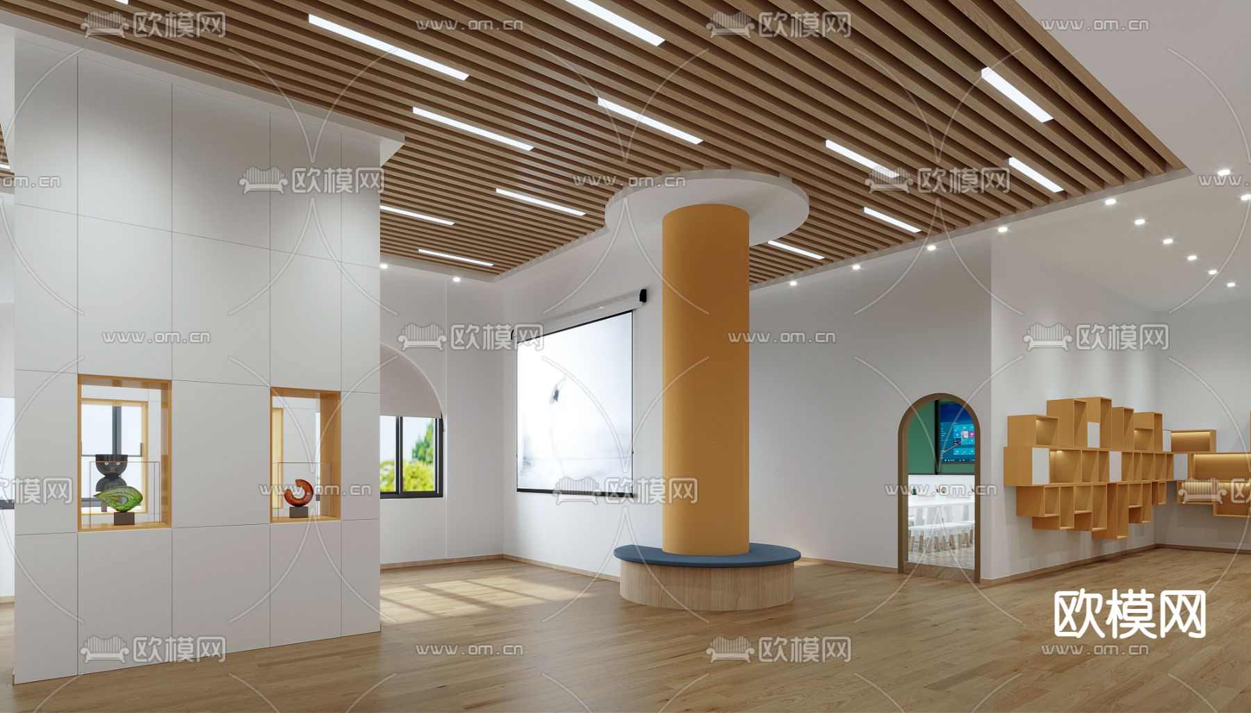 现代幼儿园手工展区3d模型
