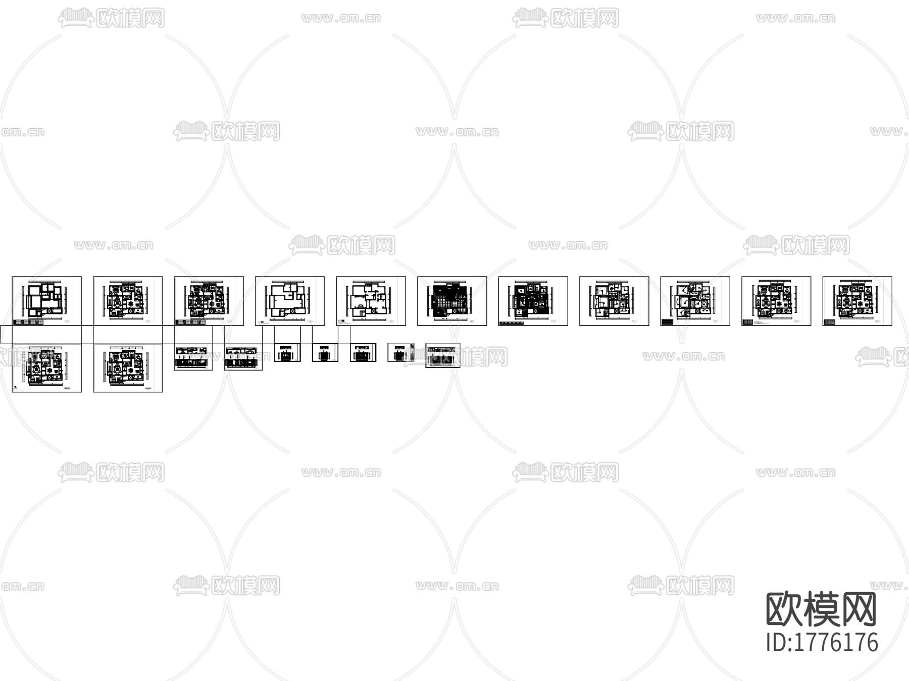 欧式样板间cad施工图下载（渲染图3）