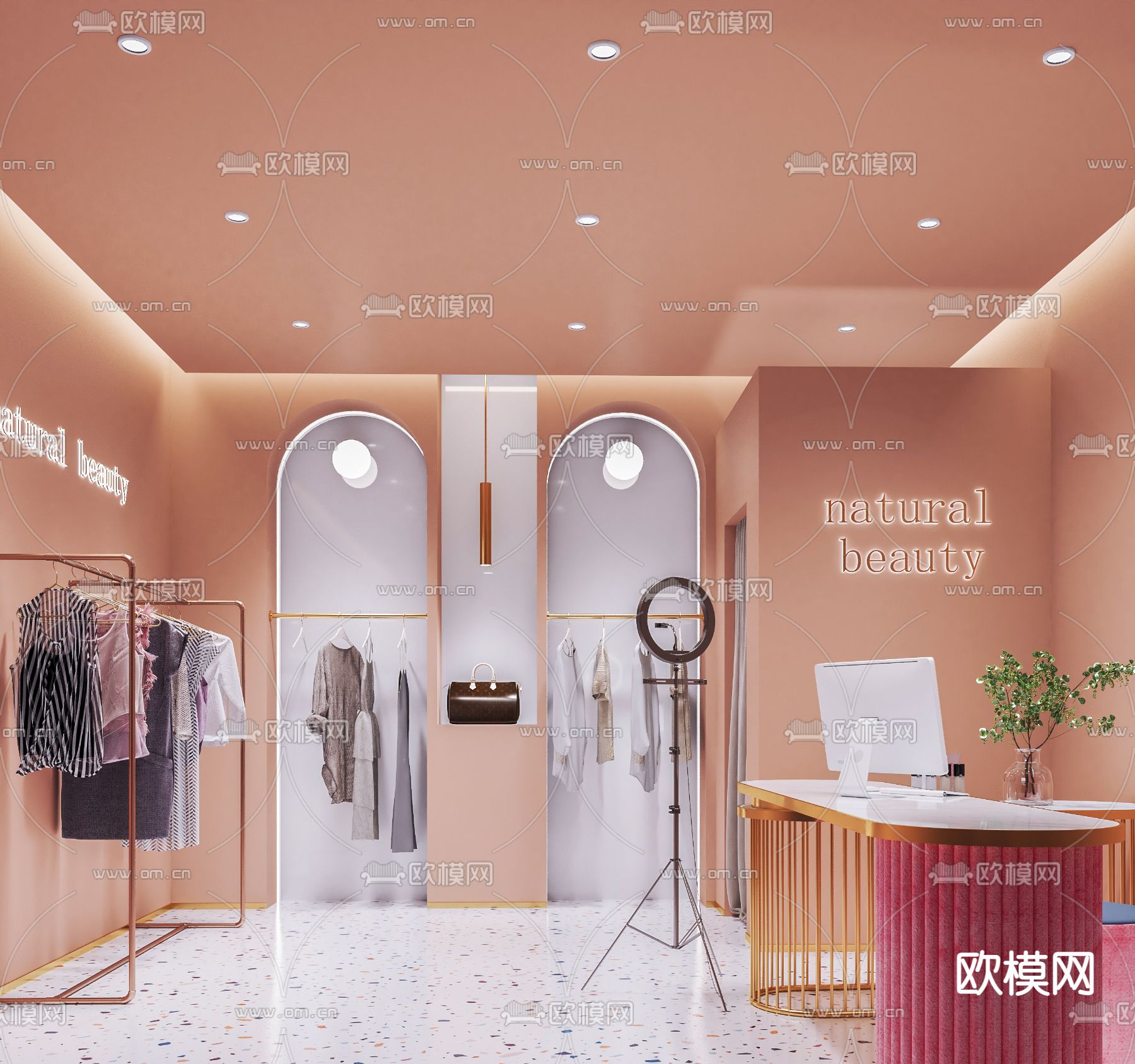 现代服装店直播间3d模型下载
