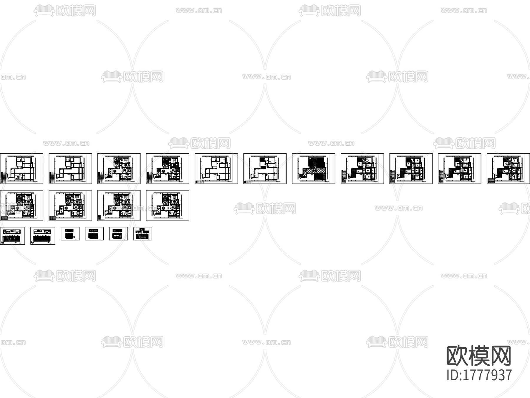 美式样板间CAD施工图下载（渲染图4）
