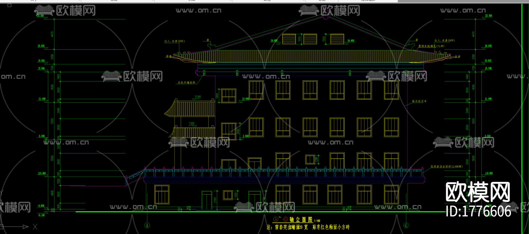 静音寺建筑cad施工图下载（渲染图5）