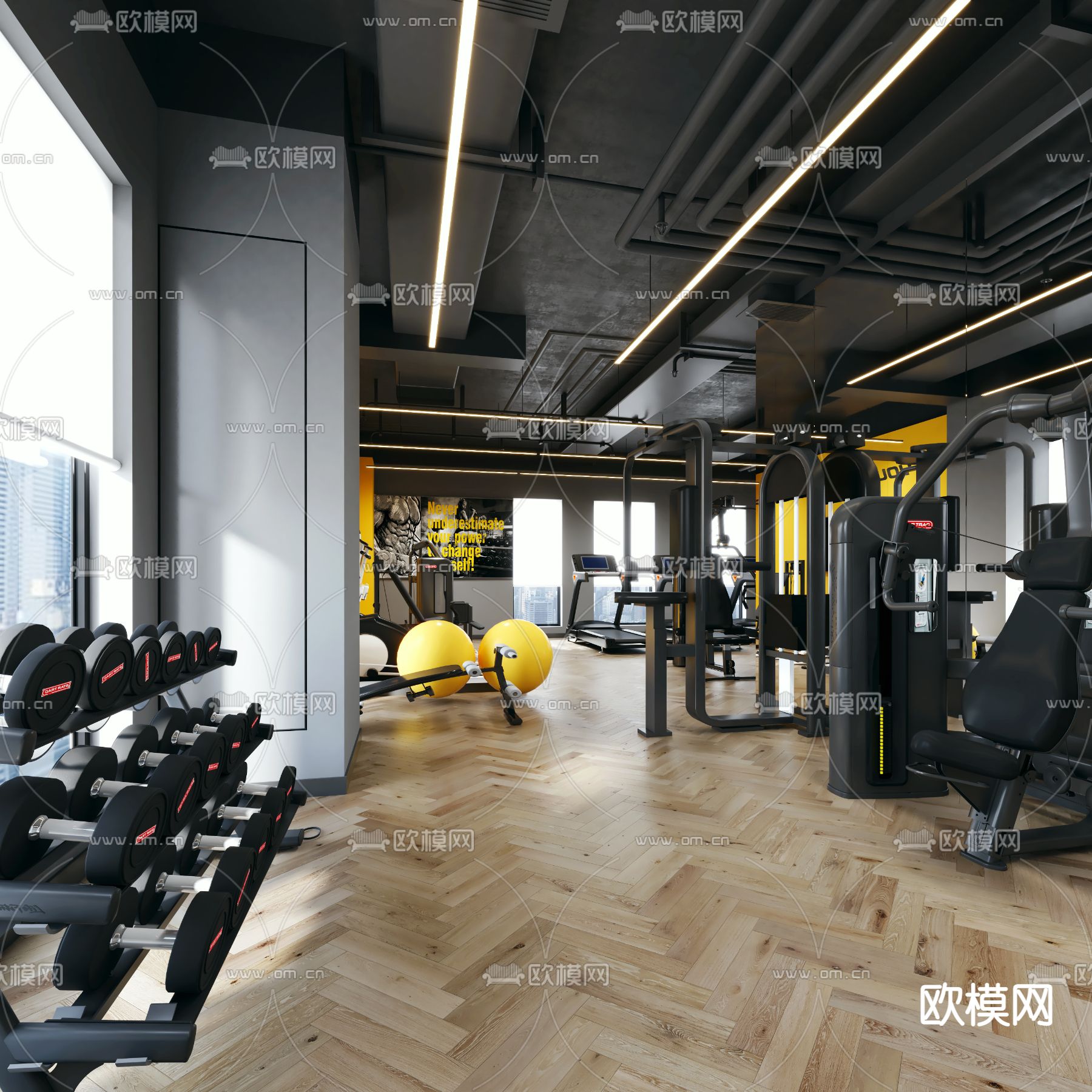 现代健身房3d模型