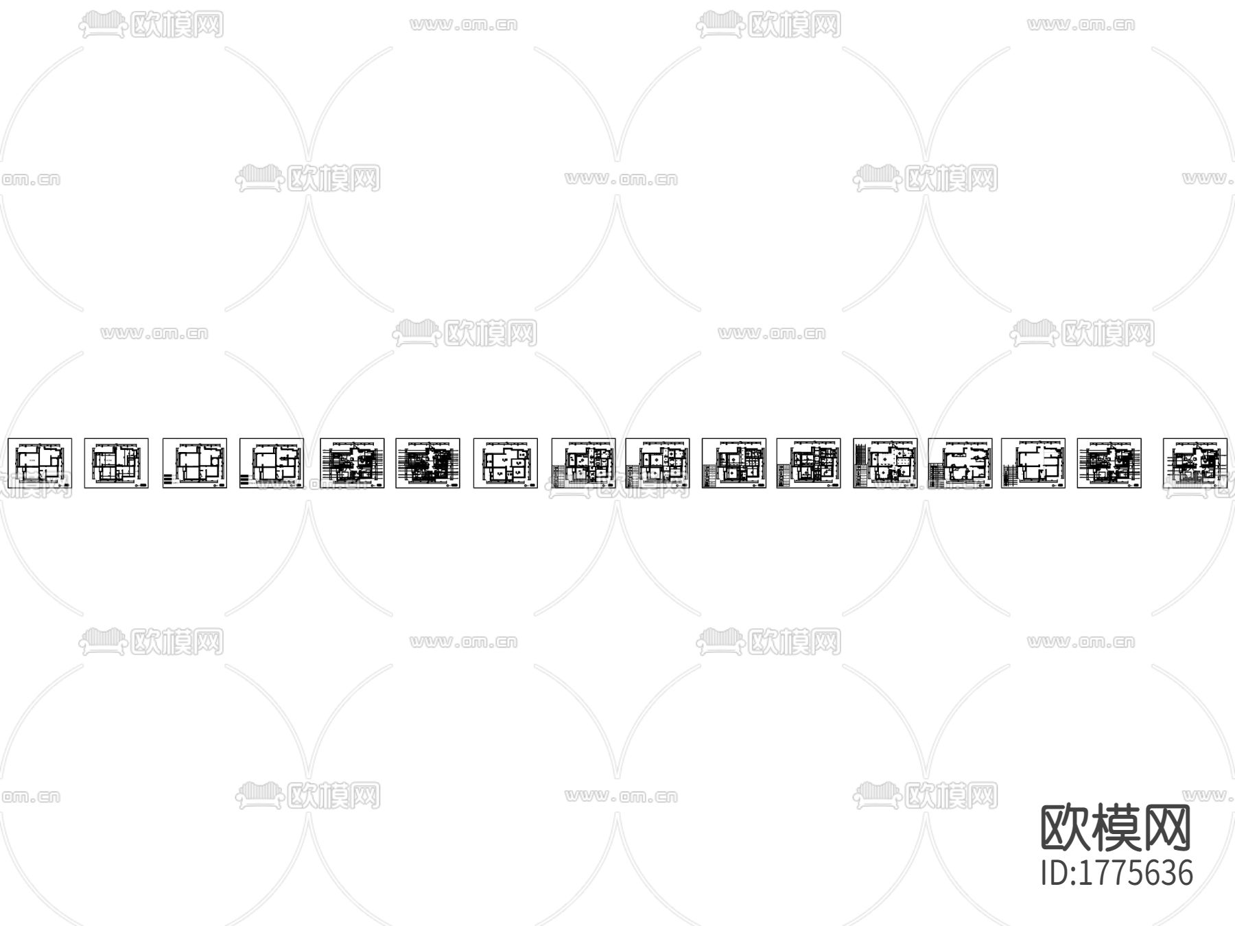 北欧样板间cad施工图下载（渲染图1）