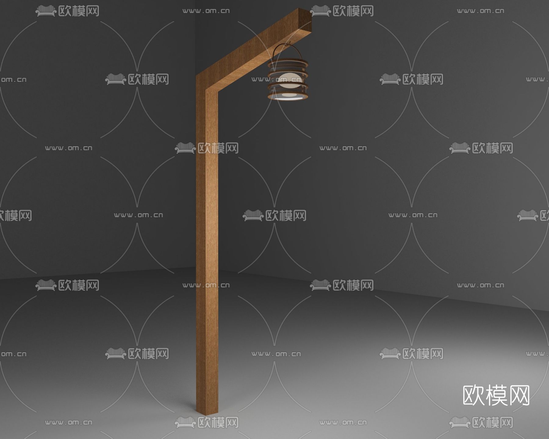 现代木质户外灯免费3d模型下载