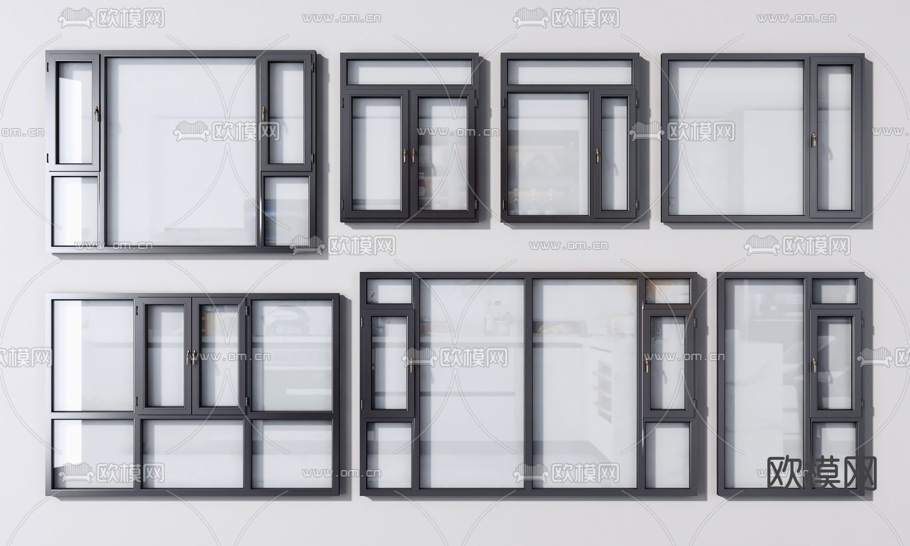 现代铝合金窗户3d模型